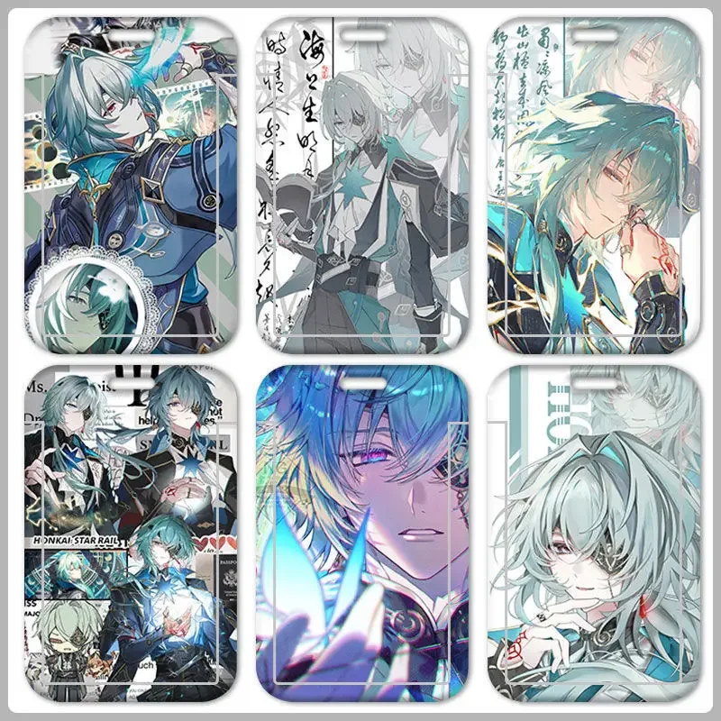 Honkai:Star Rail Anaxa Retractable Work Card Holder Sleeve ID Tag Name Badges Pass Card Cover Protective Sleeves