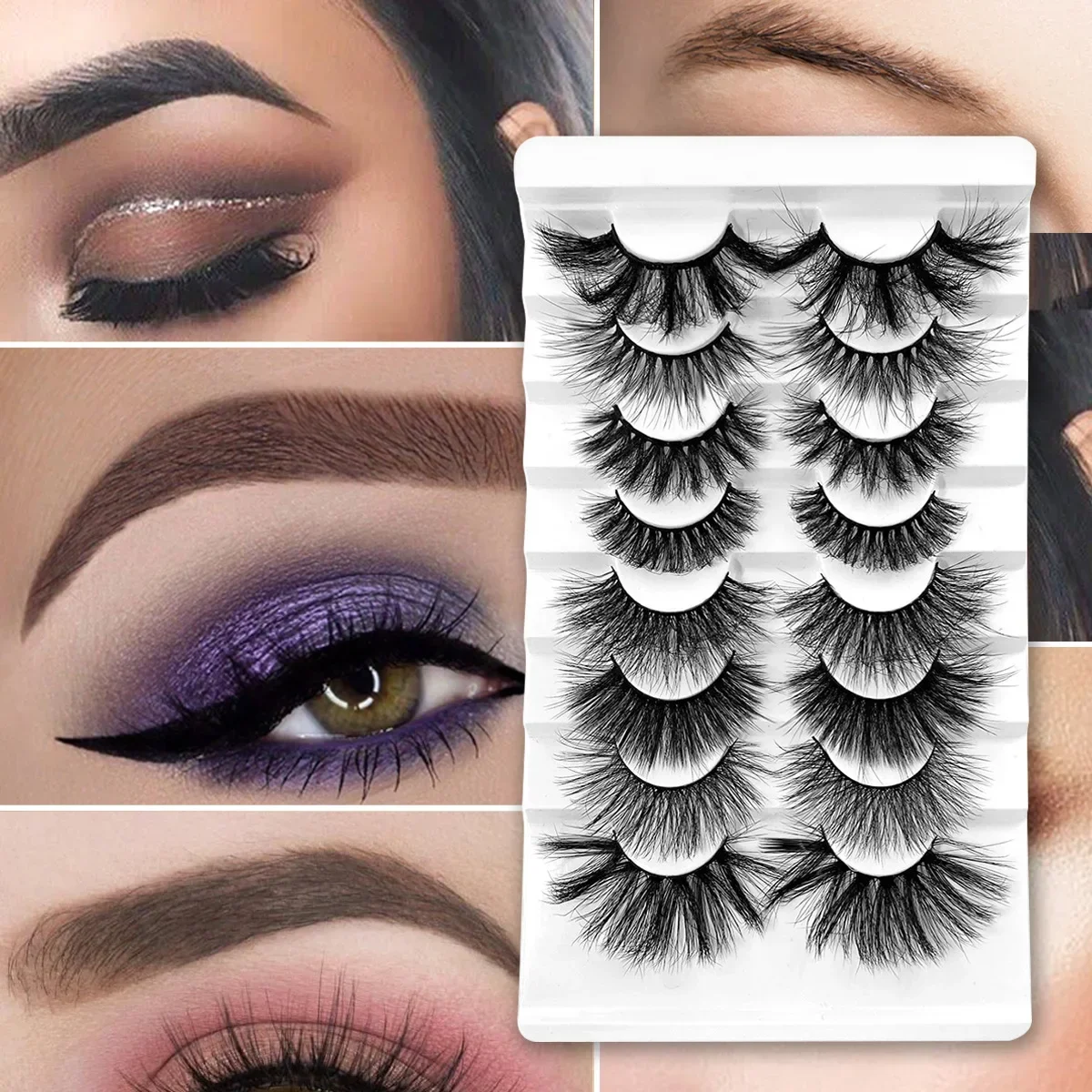 Mix 3D Faux Nerz Wimpern Faux Nerz Flauschige Wimpern Weiche Volle Dicke Wispy Wimpern Dramatische Falsche Wimpern Make-Up-Tools