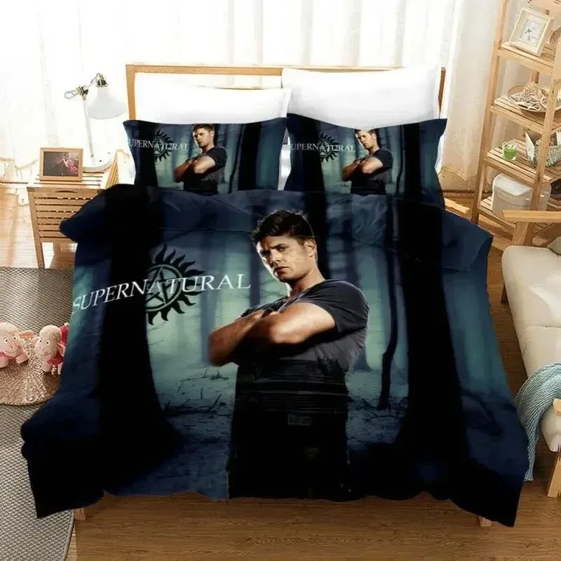 

3D Print Popular TV Show Supernatural Bedding Set Comforter Duvet Cover Set Home Textile Decor Queen King Single Size