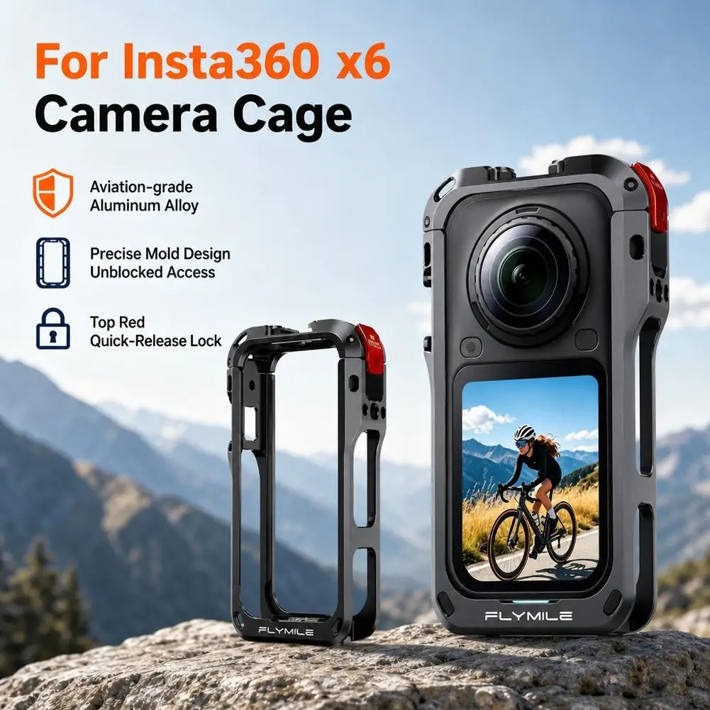 Metal Cage Protective Case For Insta360 X6 Aluminum Alloy Frame Cage With Silicone Lens Cover For Insta 360 X6 Accessories