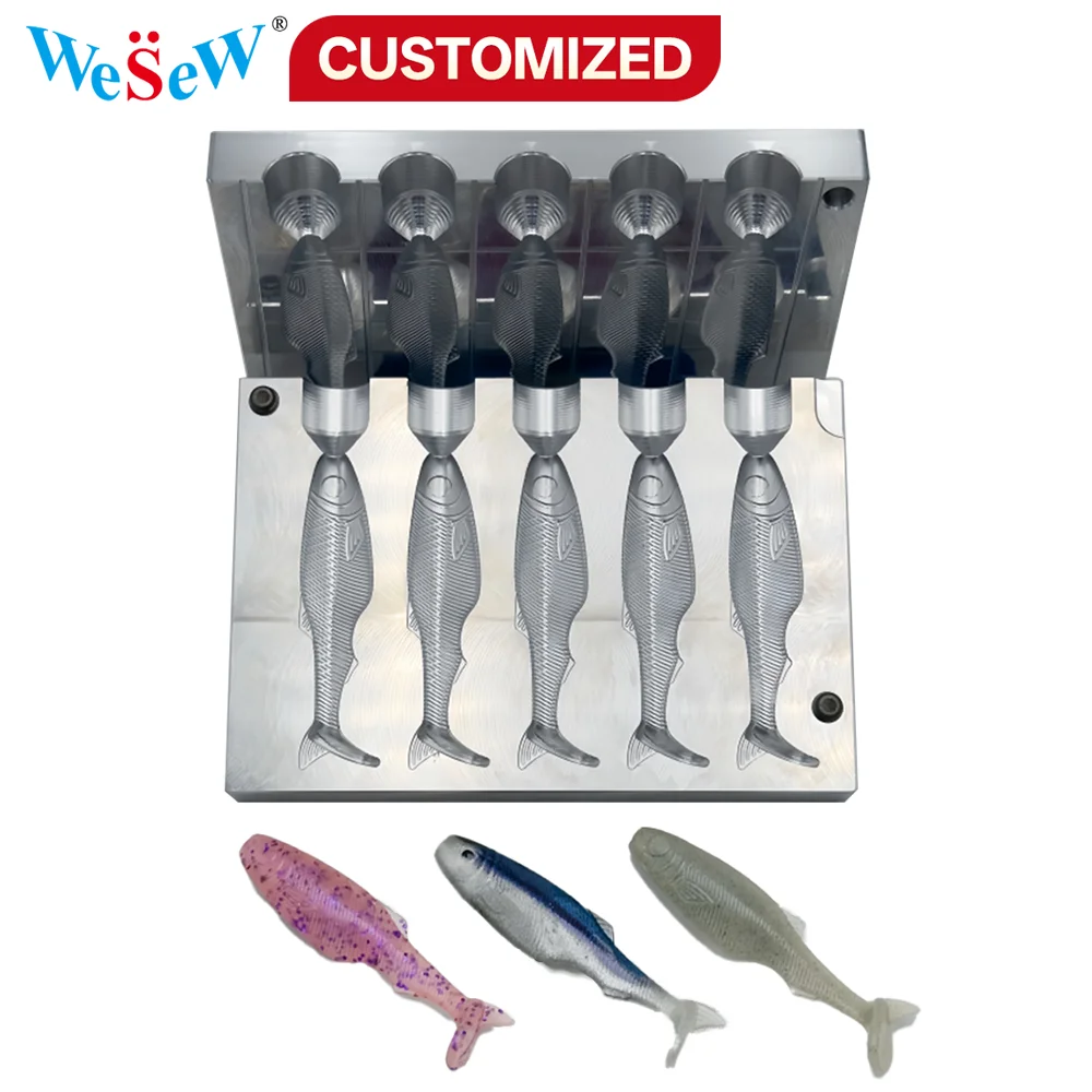 Custom-Made Fishing Lure Kit: Soft Plastic Lure-Specific Swimming Lure Injection Molds (5cm and 7cm Sizes) — Shrimp Style