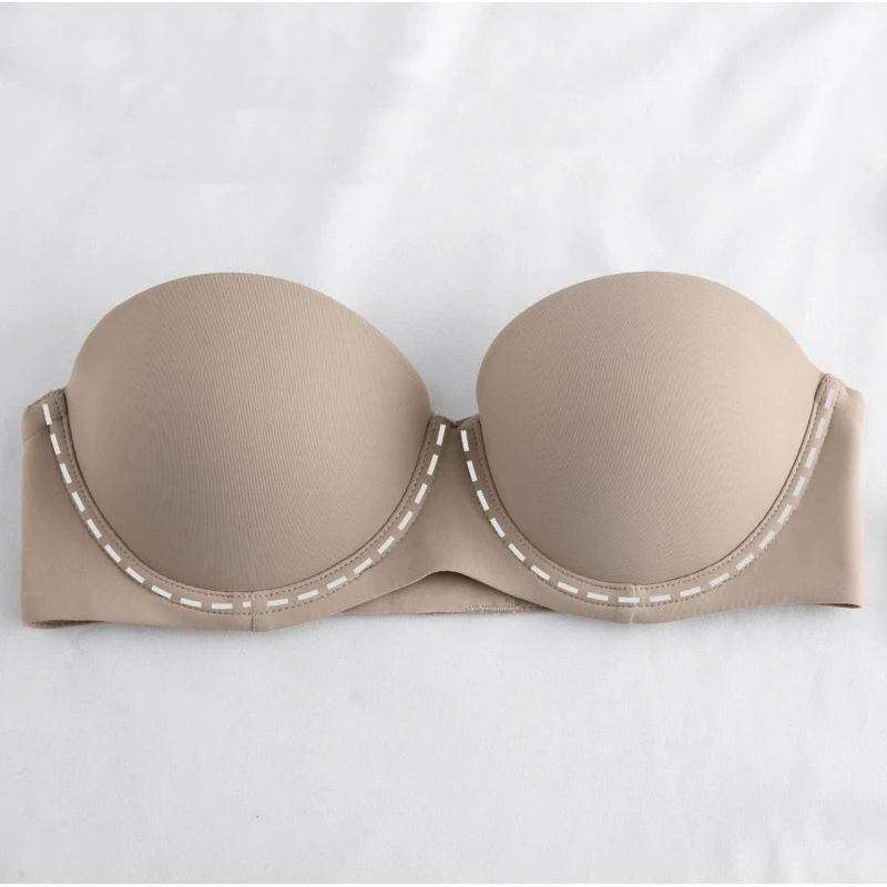 Seamless Bra Strapless Bra Underwear For Women Demi Cup Removable Straps Silky Surface Sexy Lingerie Women's Strapless Bra