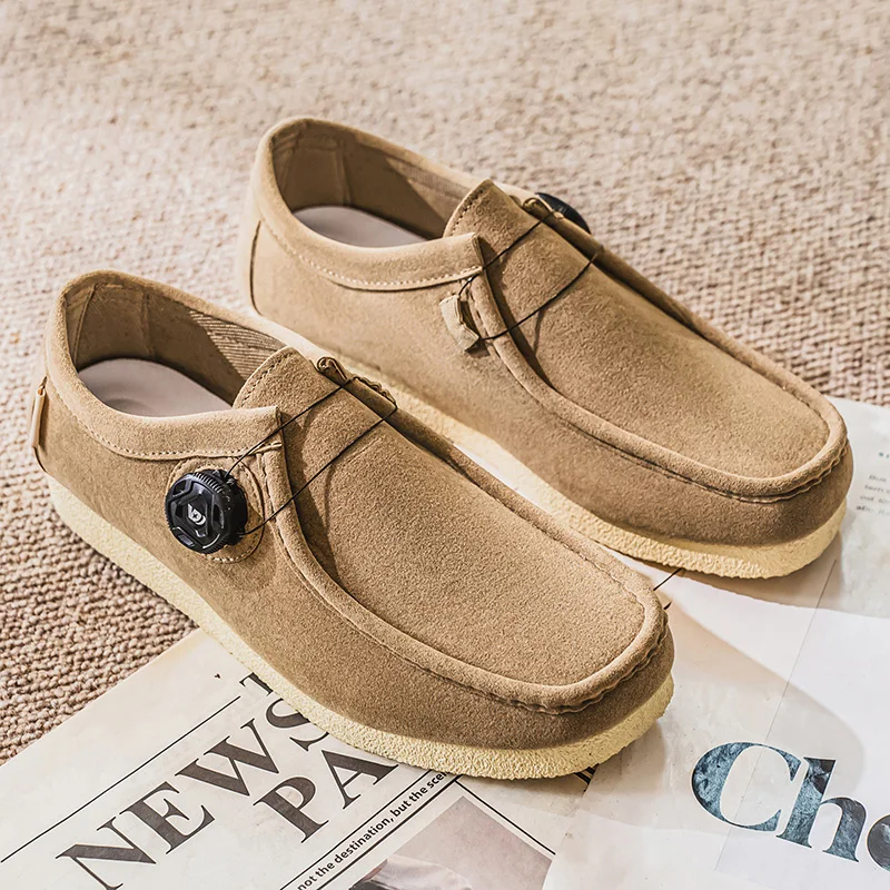 حذاء رجالي بدون كعب كاجوال للاستخدام اليومي مع إبزيم دوار مريح سهل الارتداء للرجال