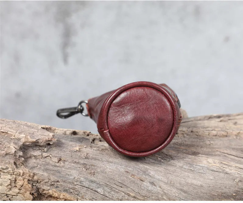 Fashion retro designer natural real leather men and women storage small key bag daily outdoor cylinder real cowhide coin purse