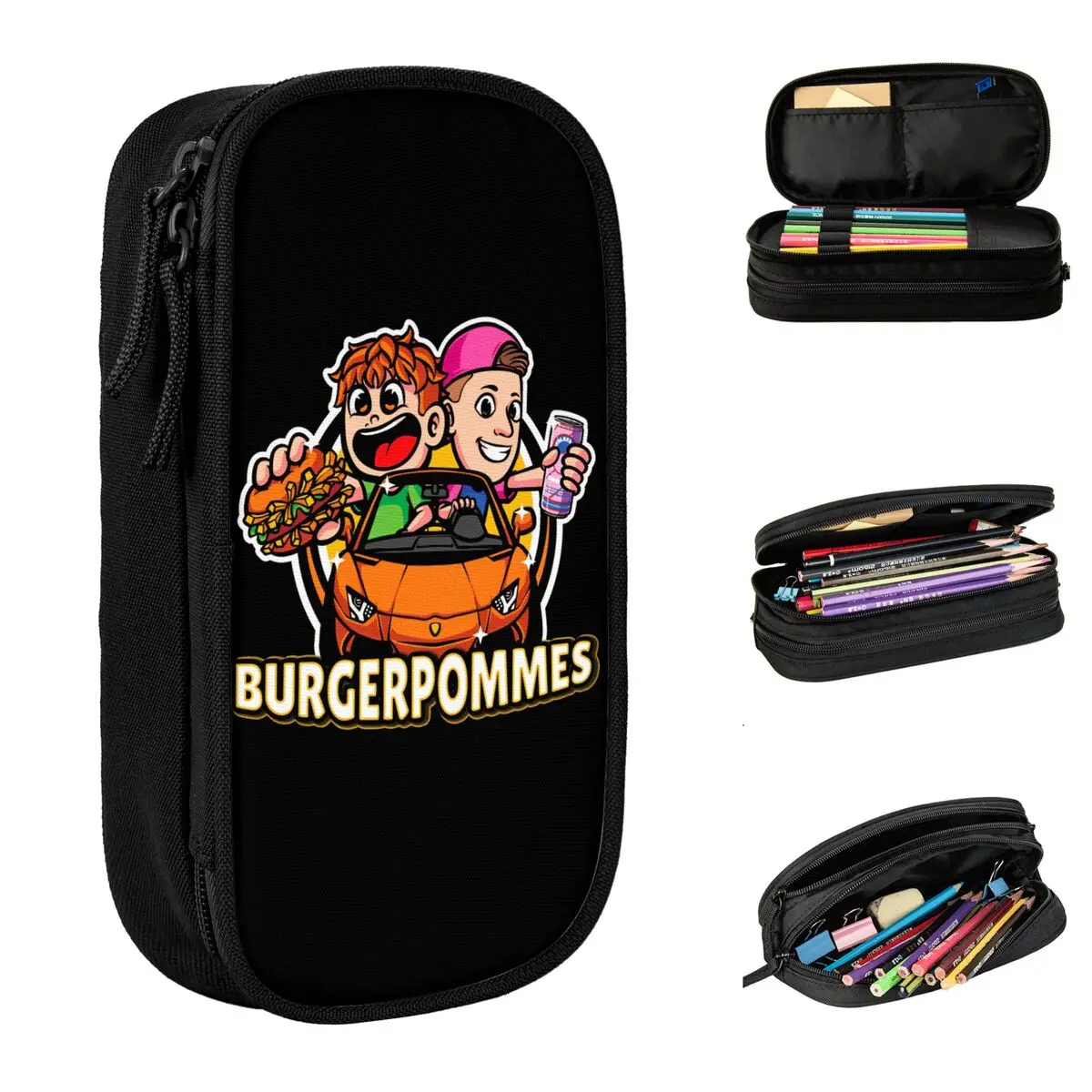 Burgerpommes LukasBS ICrimax Pencil Case Cute Pen Holder Bag Student Large Storage Students School Gift Pencilcases