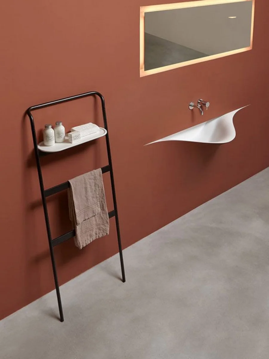 Bathroom No Punching Brass White Bath Towel Rack Toilet Removable Black Simple Shelf Ladder Towel Rack