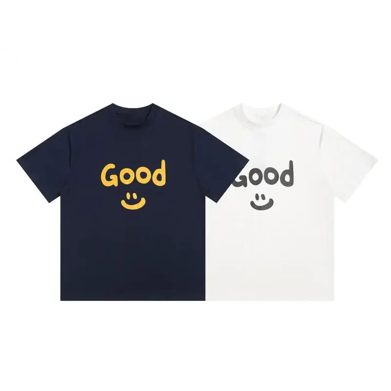 

Good Smiling Summer T-shirt Lovers Letter Printed Loose T-shirt Sports Fashion Casual Top Cotton Women Bottom Shirt Couple Tee