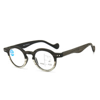 Wood Grain Anti Blue Light Reading Glasses Women Men Progressive Multifocal Presbyopia Eyeglasses Diopter +1.0 To +4.0