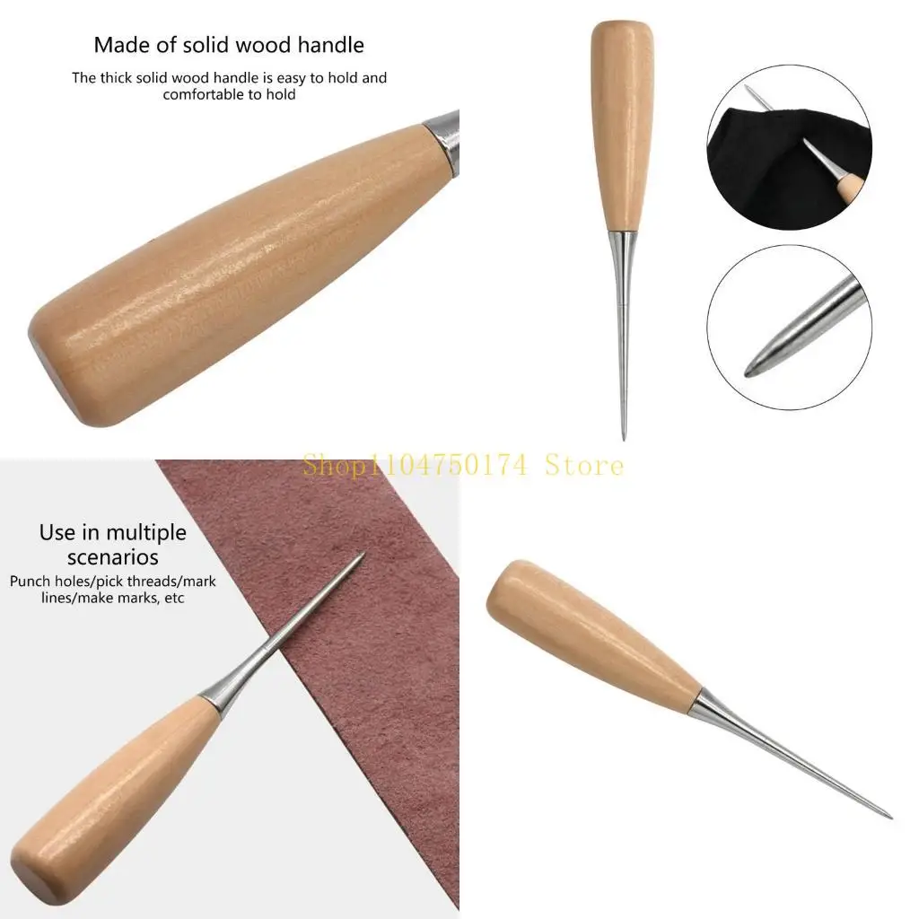 

Wooden Handle Leather Stitching Needle Grip Needle Leatherworking Tool 125mm/4.9in for DIY Crafts & Leather Goods top sale