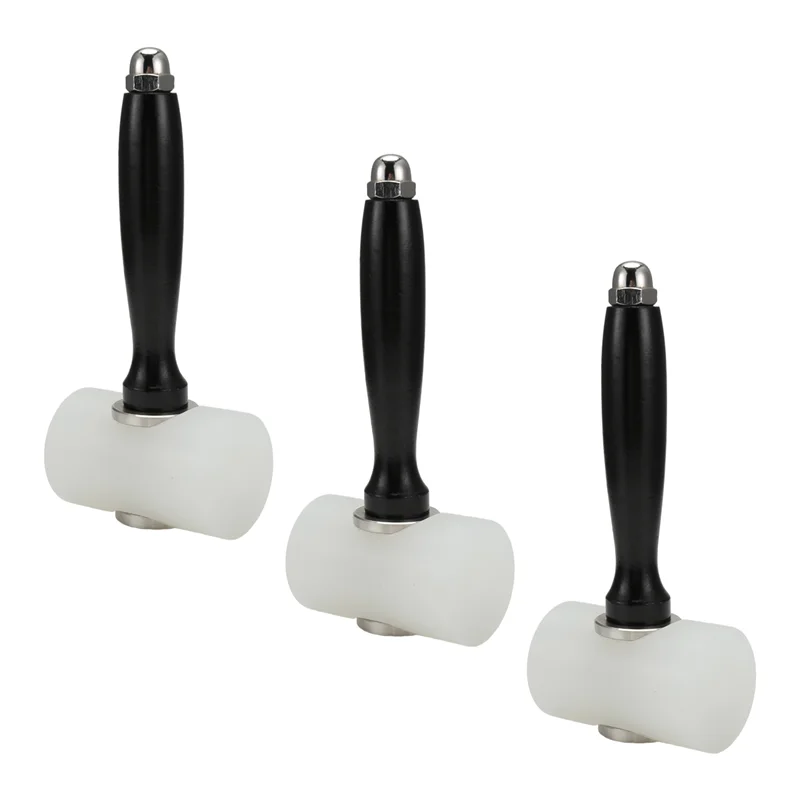 AT63-couro para artesanato em couro escultura martelo náilon mallet madeira lidar com ferramenta de perfuração para impressão percussão diy 3 peças conjunto