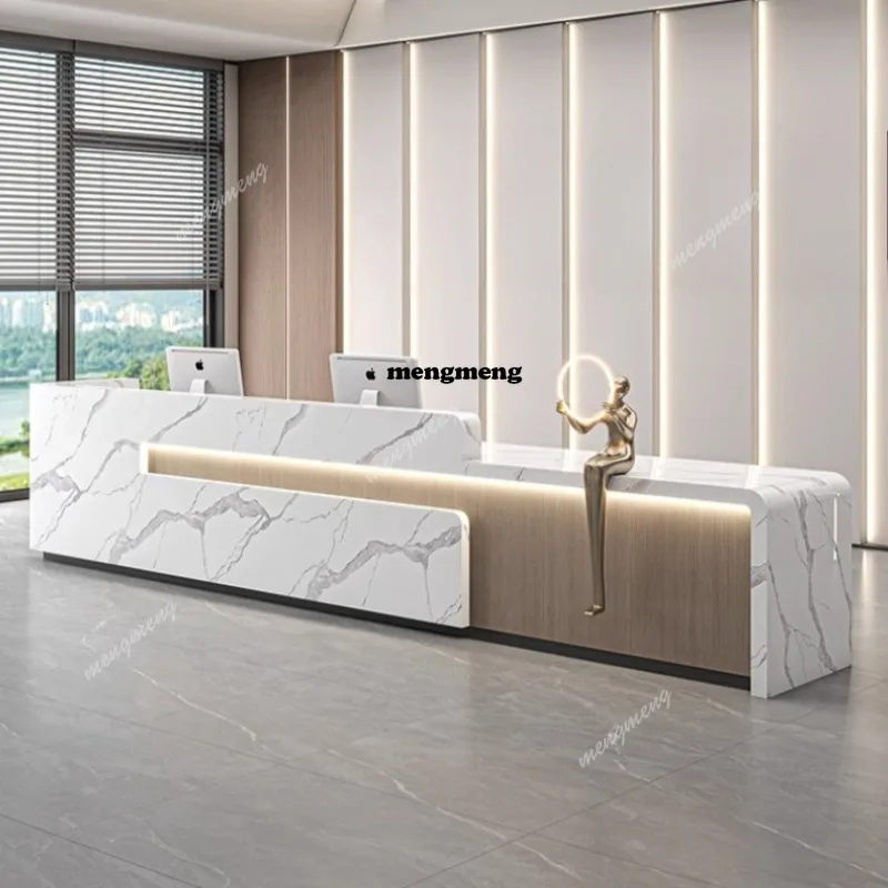 Modern Luxury Marble Texture-like Front Desk Nordic Creative Hotel Store Reception Desk Designer Commercial Furniture