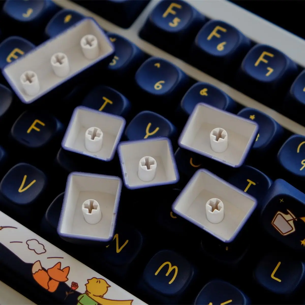 130 + 키 MOA 프로필 Blue Prince PBT 키 캡 체리 Gateron MX 스위치 용 세관 염료 하위 키 캡 기계식 키보드