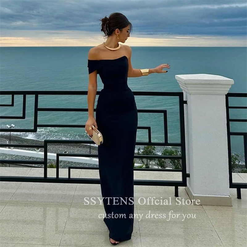 SSYTENS Elegant Party Dress Black Beach Prom Dress Elastic Customized One Shoulder Floor Formal Evening Dress vestido de gala