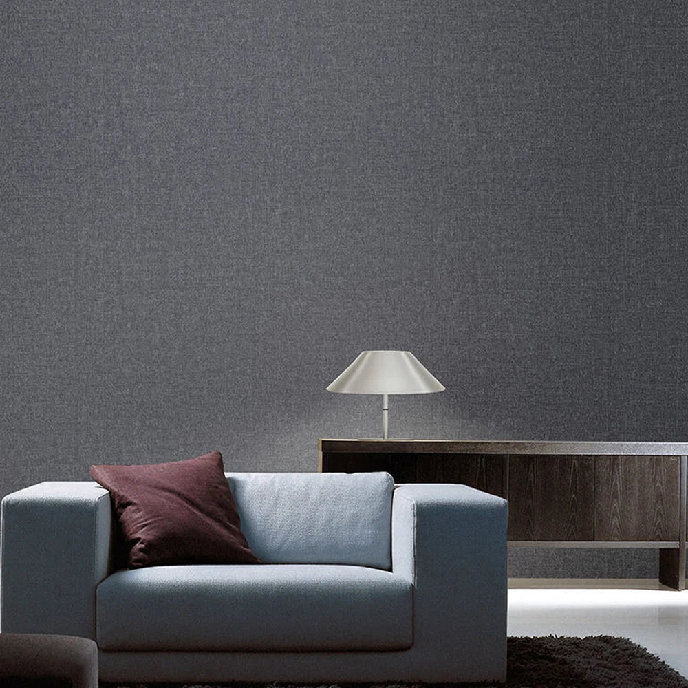 New Modern Minimalist Grey Plain Wallpaper Bedroom Living Room Pvc Waterproof Home Wall Paper Linen Nordic Grasscloth Wallpaper