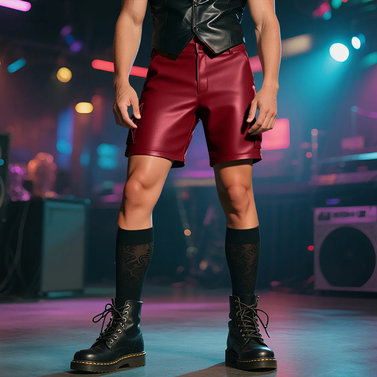 

Мотоциклетные шорты из искусственной кожи для мужчин, клубная уличная одежда, стимпанк, лето 2024, байкерское мужское праздничное платье, крутые сексуальные шорты