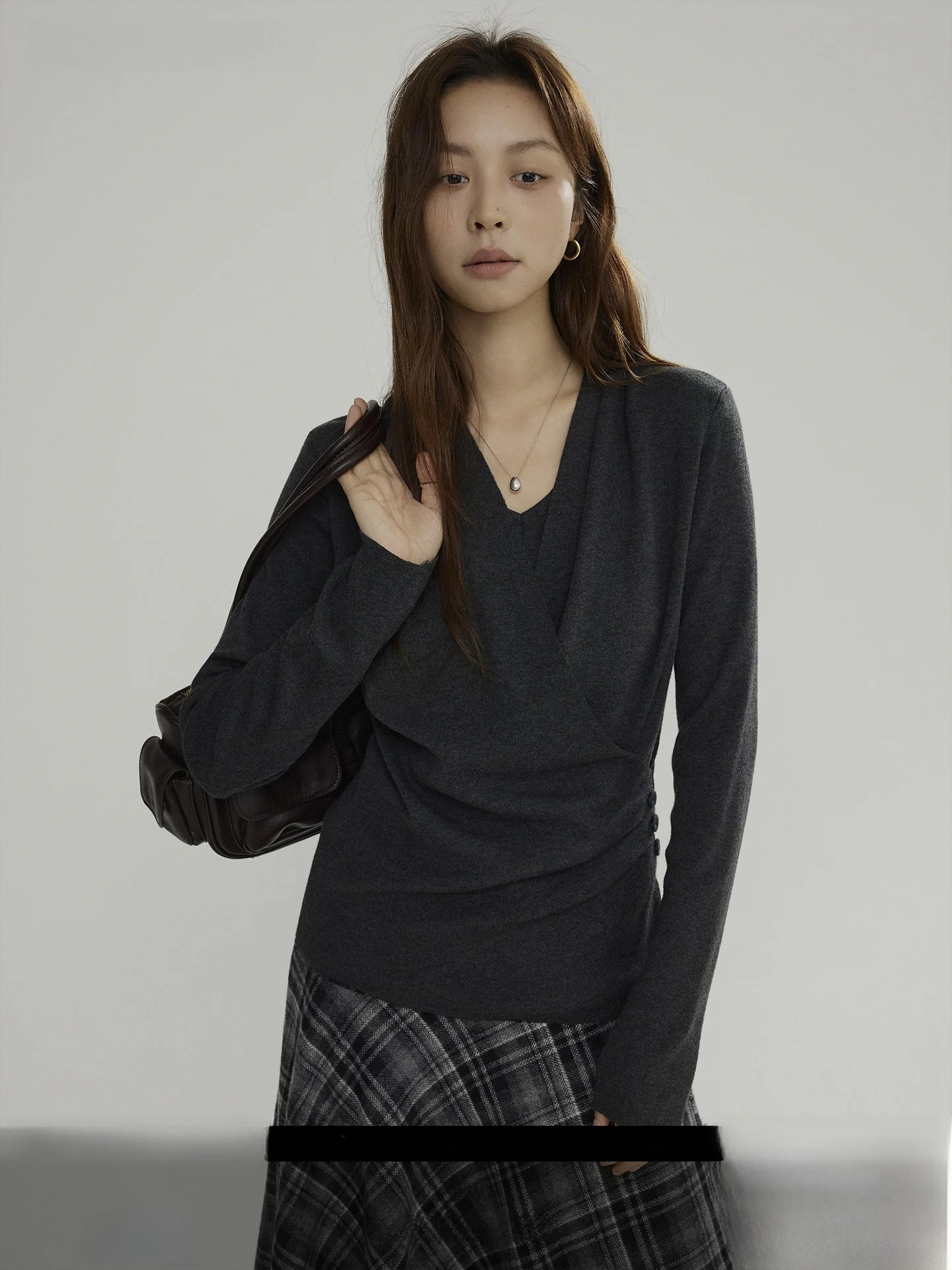 

Ele Deep V Cross Knitted Sweater Women's Autumn Winter Simple Sle Casual Small ence Sweater Joli Choose