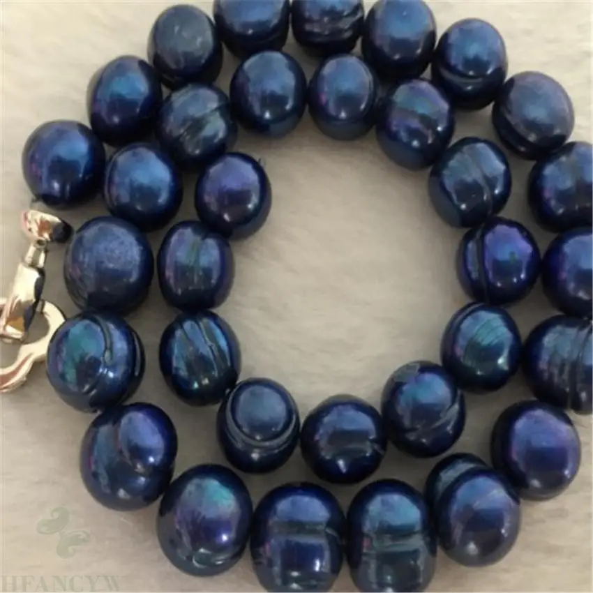 11-12mm Black Baroque Pearl Necklace Gold Clasp Luxury South Sea Dazzle Loose Charm