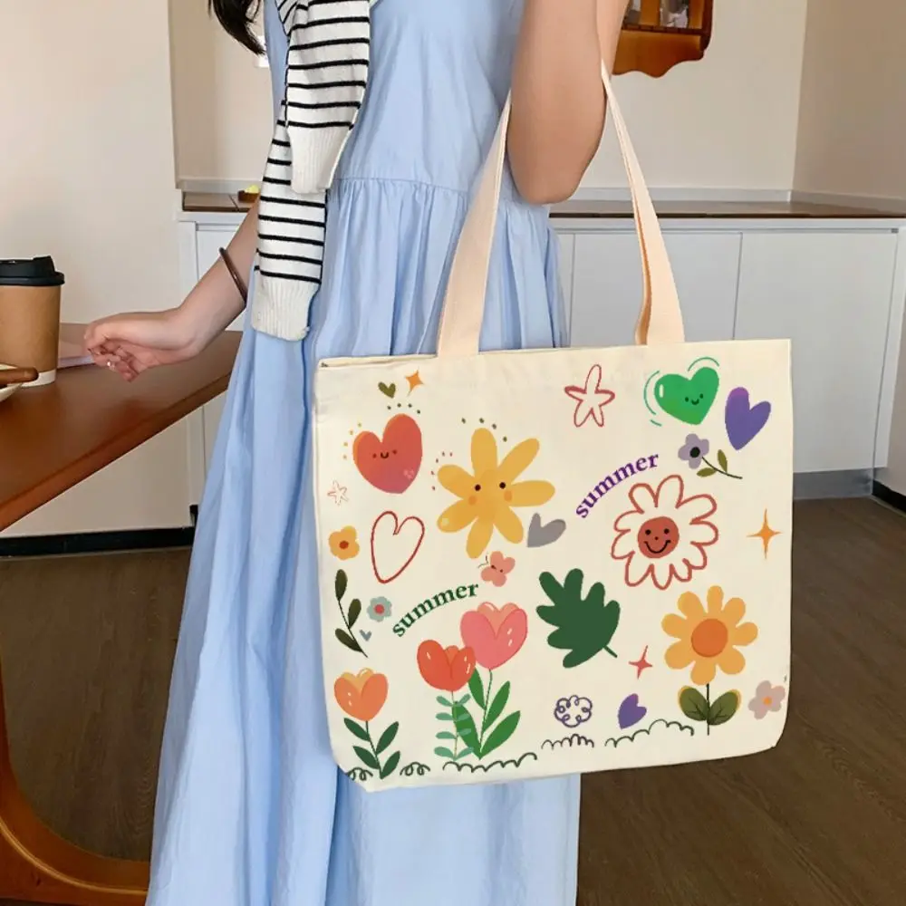 

Large Capacity Shoulder Bag New Cartoon Print Canvas Tote Bag Shopping Bag Women