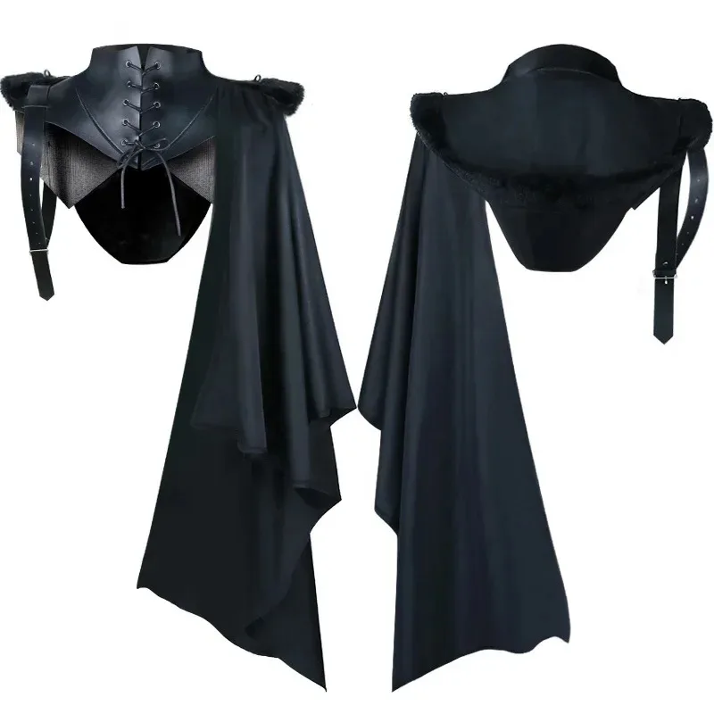 Halloween Medievale Party Anime Costumi Cosplay Puntelli per uomo Vampiro Cavaliere gotico Scialle Armatura Mantello Mantelle con cappuccio Soldie c;3.k'