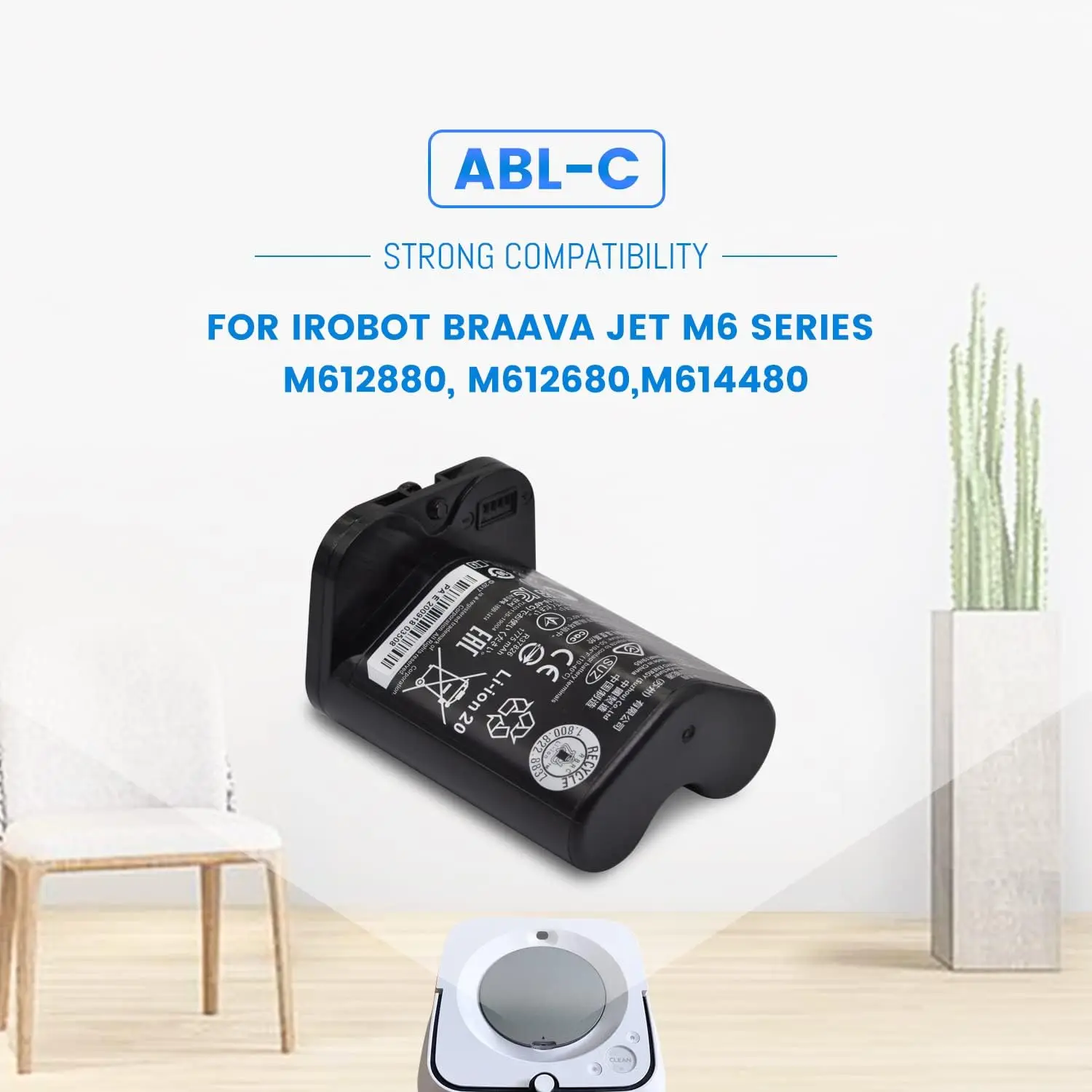 ABL-C akumulator litowo-jonowy do iRobot Braava Jet M6 6110 Ultimate Robot Mop część z serii 3INR 19/65 10.8V 2000mAh