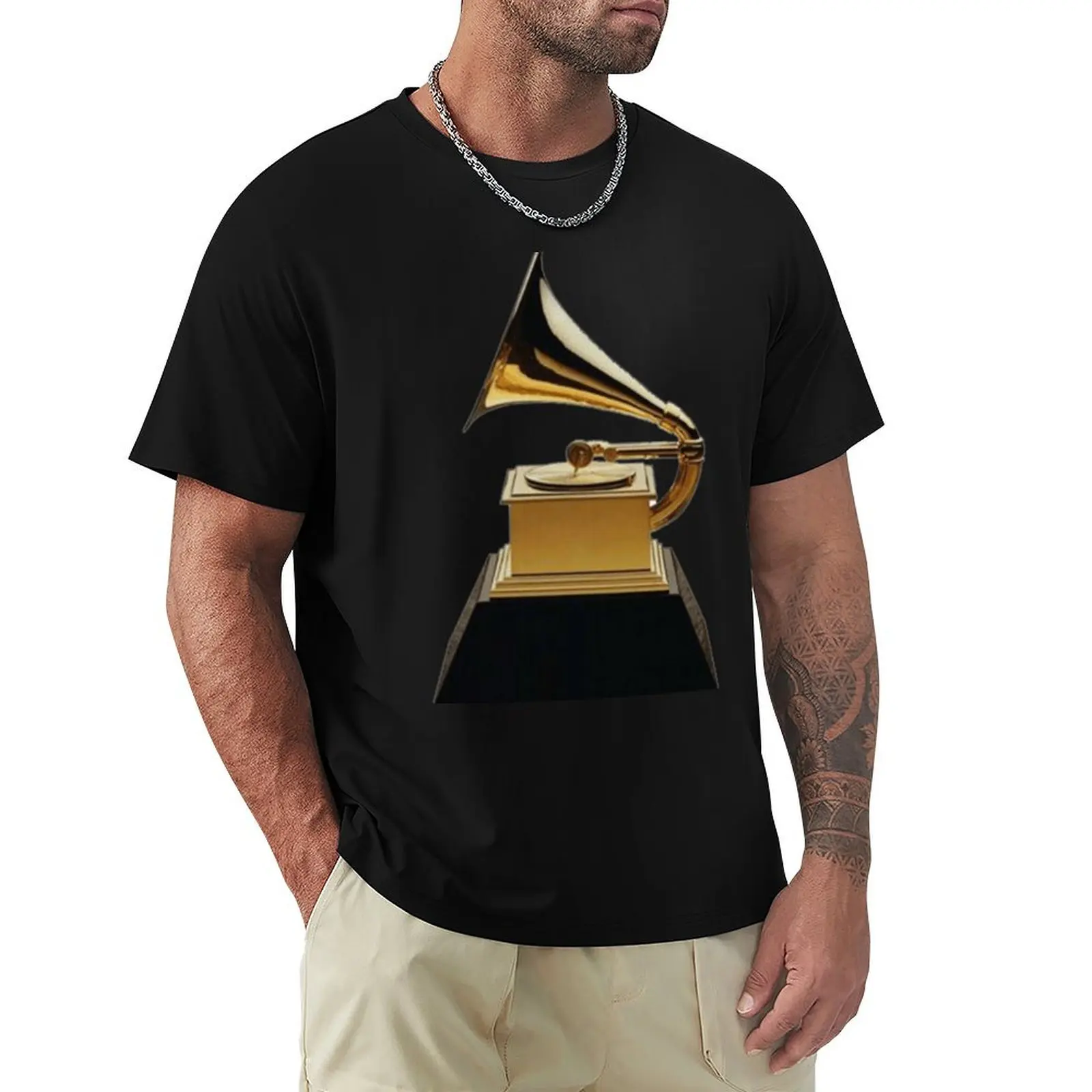Grammy Award Sticker T-Shirt Trendy Casual Short Sleeve Shirt