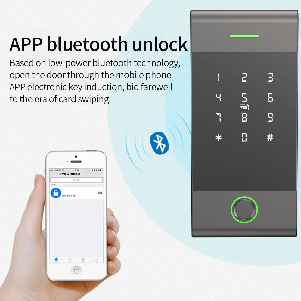 TTLock App Bluetooth Standalone Access Control Keypad Fingerprint Metal Keyboard Waterproof Outdoor FNC RFID IC Card Reader MJ01