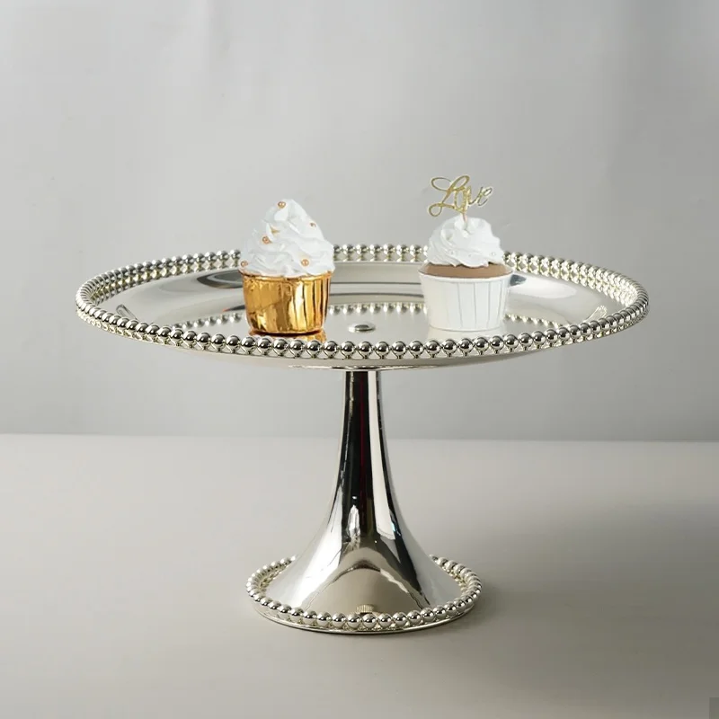 

Винтажная металлическая подставка для десертов и фруктов Ele Retro в европейском стиле, с высокими ножками, круглая, серебристая, для чаепития