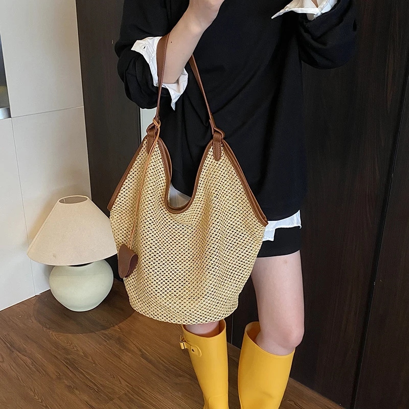 

Beach Vaion Sle Large Capaci Woven Summer 2025 Women's oulder Tote Bag Casual Lazy Trend Beach Sandal Bag