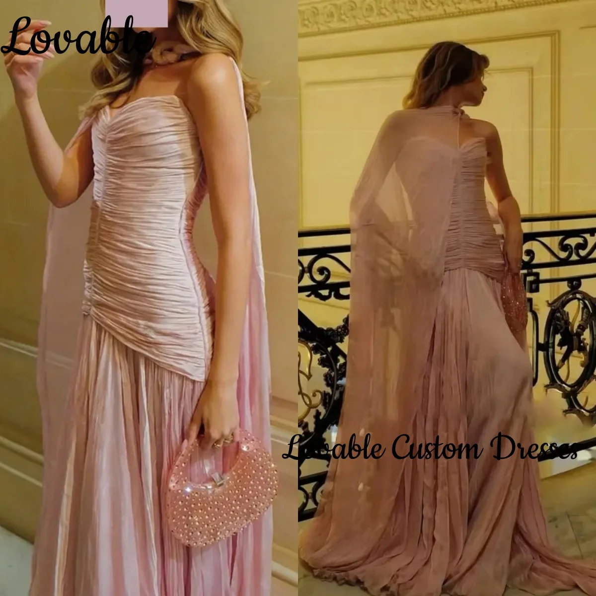 

Customize Sleeveless Luxury Dresses Evening A-Line Strapless Elegant Dresses For Women Floor-Length Lace Ruffle Prom Dress