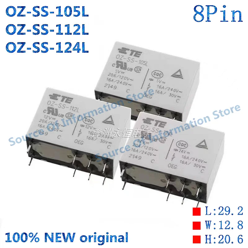 10PCS Tyco Relay OZ-SS-105L 112L 124L DC5V 12V 24V 8Pin 250V100% New original