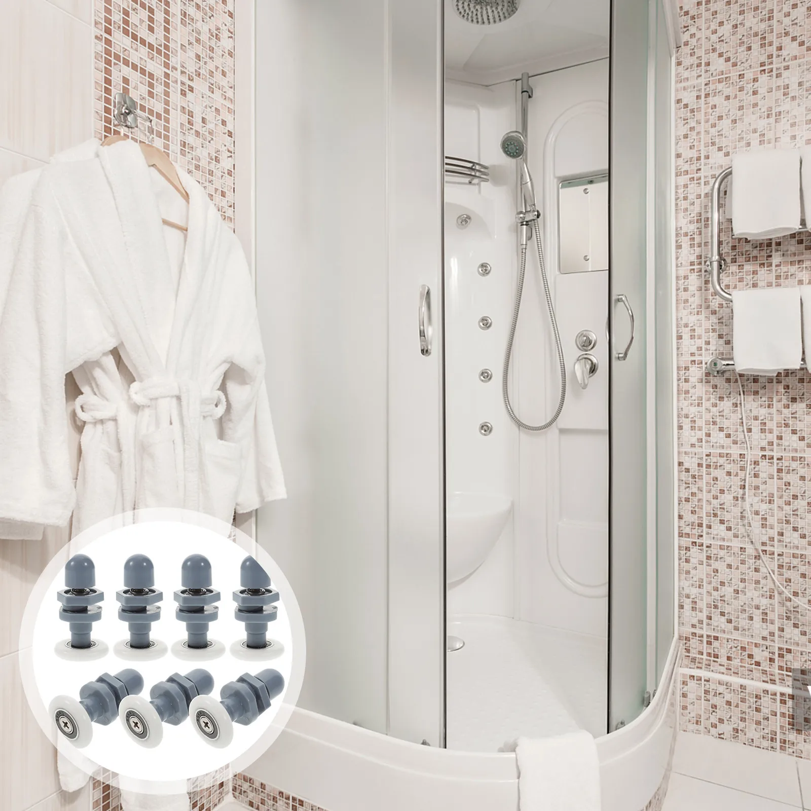 

8pcs Glass Door Runners Replacement High Grade Sliding Shower Door Rollers Smooth Heavy Duty Bathroom Hardware Pulleys