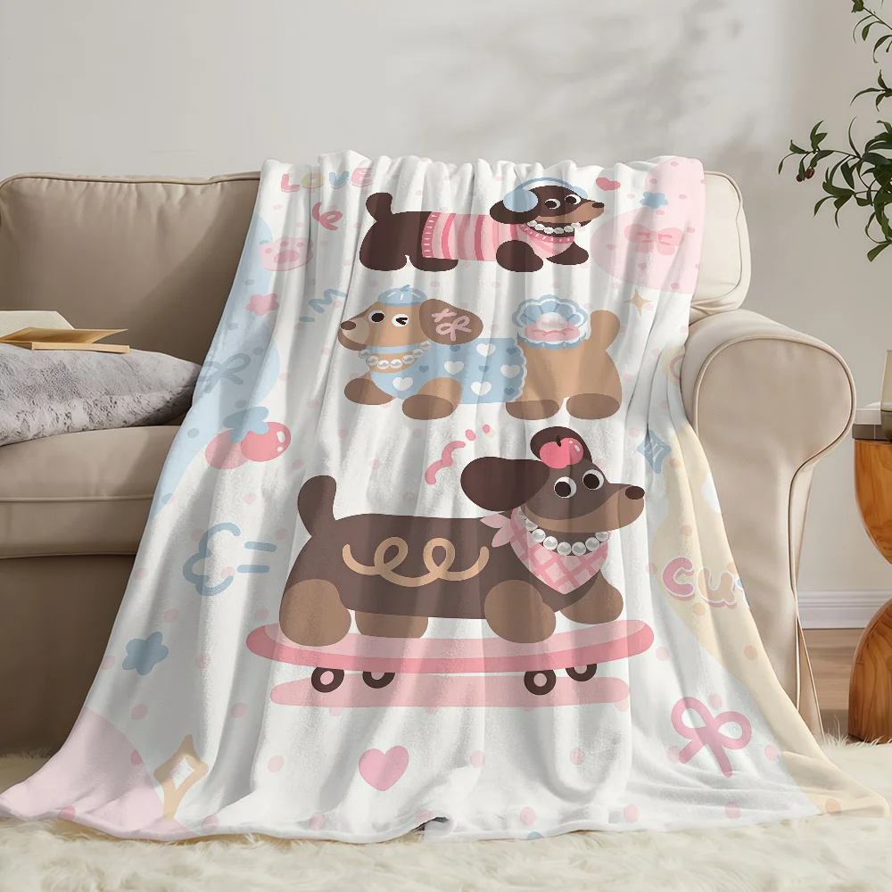 Dachshund Cute Cartoon Blanket Soft Warm And Thick Perfect For Bedroom Living Room Bed Sofa Camping Picnic Office Gift