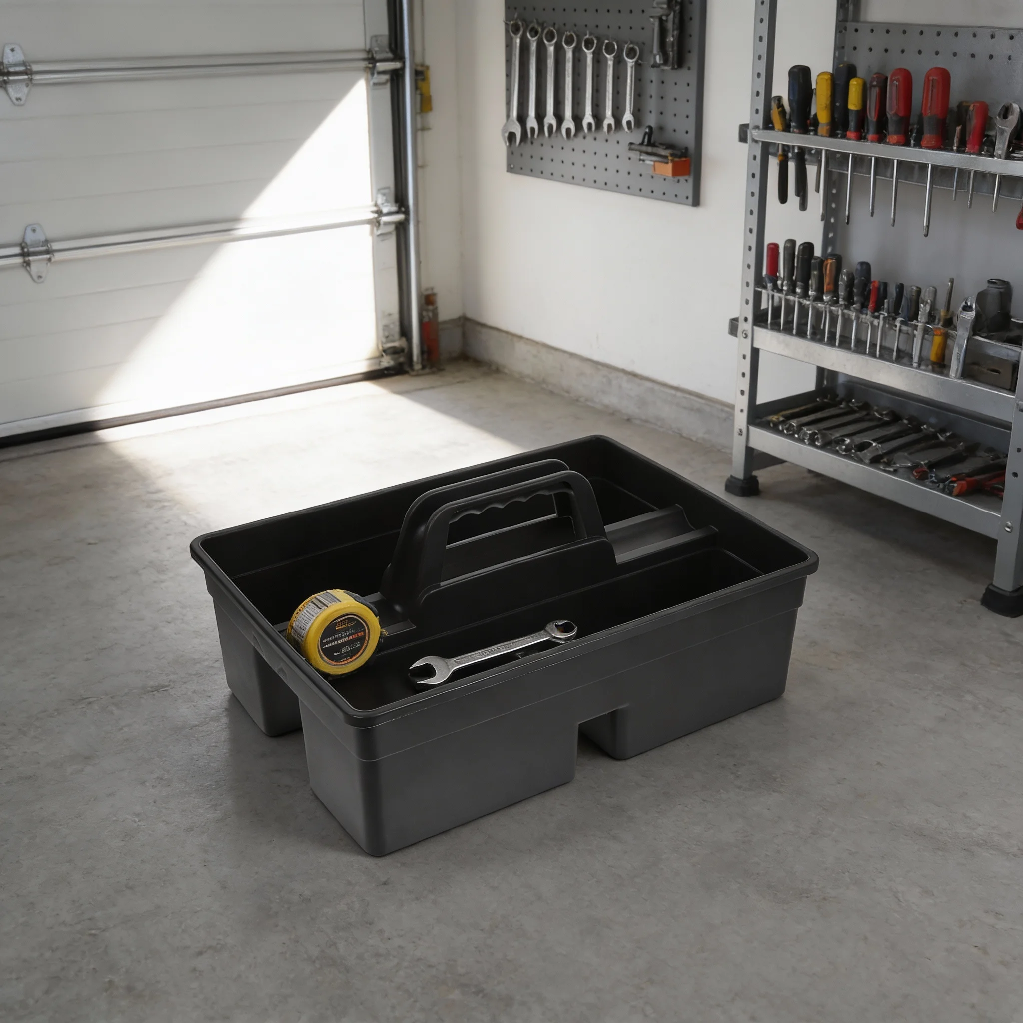 Dark Grey Portable Tool Basket Large Capacity Dual Sides Storage Box PP Plastic for Car Cleaning Mini Items Tidy Organizer