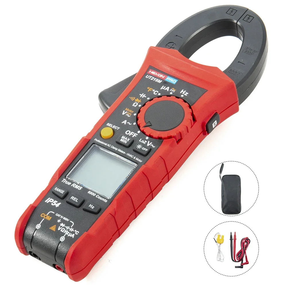 

6000 Counts Backlight LCD Display Rubber Coated Protection Function Manual Ranging Diode Testing AC/DC Digital Clamp Meter