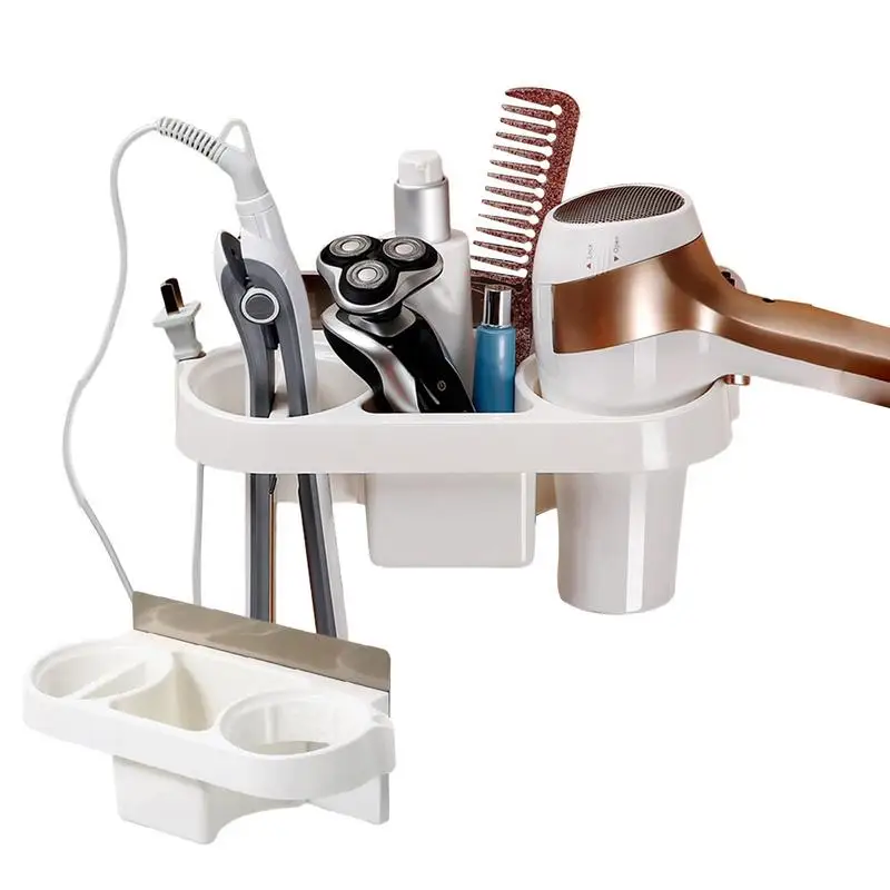 

Настенный держатель для фена, полки для ванной комнаты, подставка для фена для бритвы с ящиком для хранения, органайзеры для туалета для воздуходувки