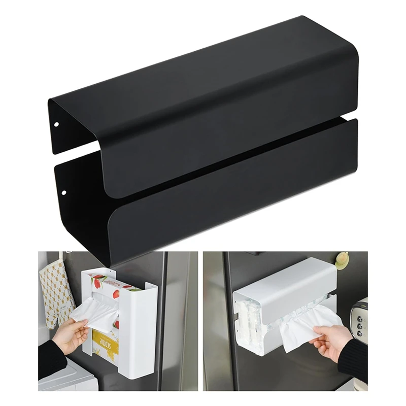 A19F-Magnetic Glove Tissue Dispenser Paper Towel Holder Wall Mount Fridge Holder For Wipes, Napkin, Bathroom Organizer