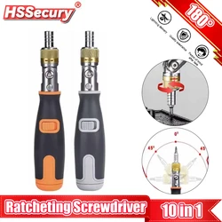 Ratcheting Screwdriver 10-in-1 Multi Tools 180 Degree Pivoting Adjustable Angle Magnetic Screwdriver Tools Kit Set