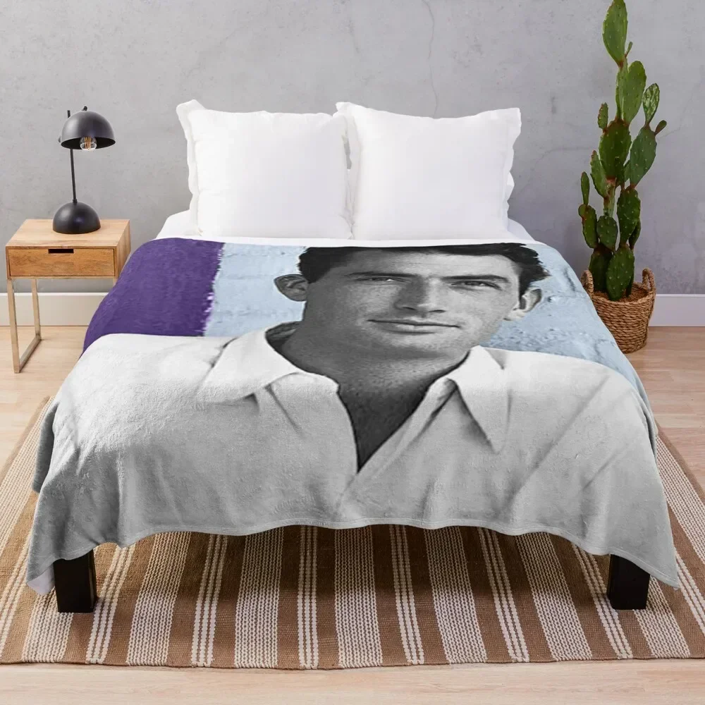 Gregory Peck on blue background Throw Blanket Soft Big Fashion Sofas Moving blankets ands Blankets