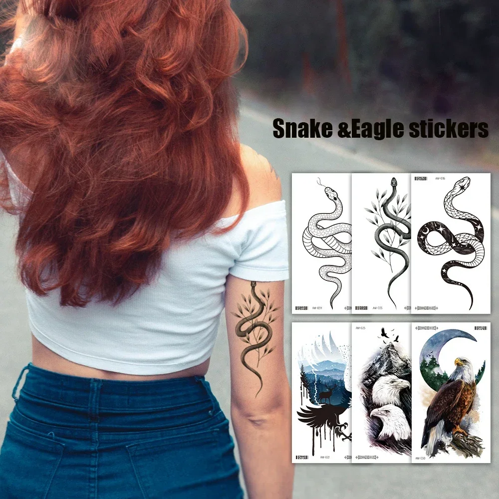 Women Snake Temporary Tattoos Stickers Waterproof Hotwife Eagle Henna Tattoo Fake Body Art Festival Accessories Fashion Hot Girl