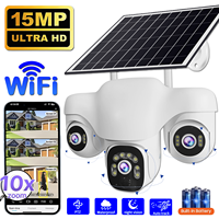 Solar WIFI IP Camera with Battery 15MP 10X Zoom Security Solar Monitor Auto Tracking Outdoor Waterproof 3 Motorized PTZ Lens Cam