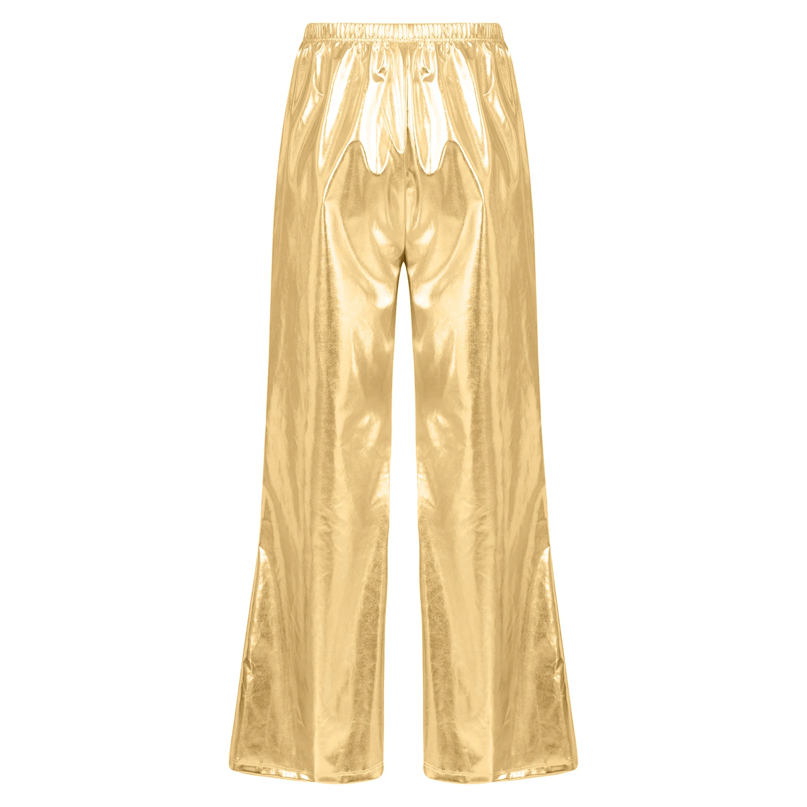 Kids Girls Boys Retro Hippie Disco Dance Pants Metallic Bell Bottoms Flare Pants Halloween Cosplay Stage Performance Costume