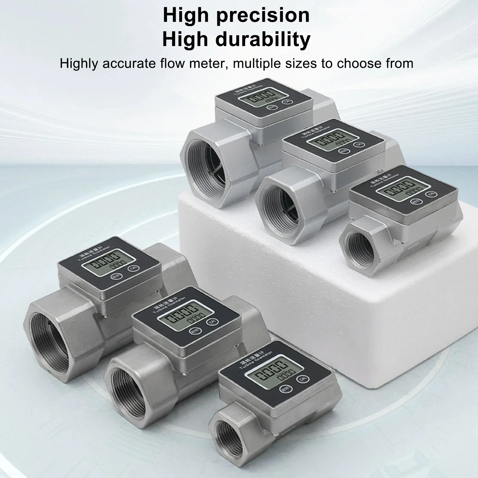 LCD Display Digital Turbine Flow Meter High-Precision Water Flowmeter Diesels Gasoline Methanol Liquids Electronic Flowmeter