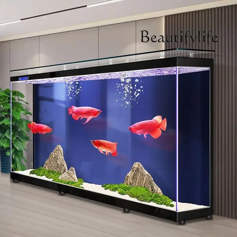 M V Floor-to-ceiling Ultra-platinum Fish Tank Living Room Company Back Filter Against Wall Automatic Circulation Filter Water Ta