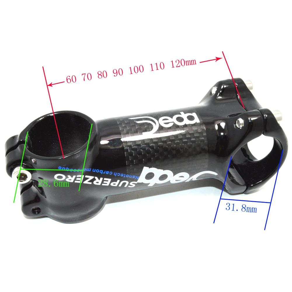 DEDA Alloy Forged Carbon Fiber Ultra Light 3K Gloss Road / MTB Mountain Bike Riser Stem 28.6-31.8 Size 60-120mm 6/17degree