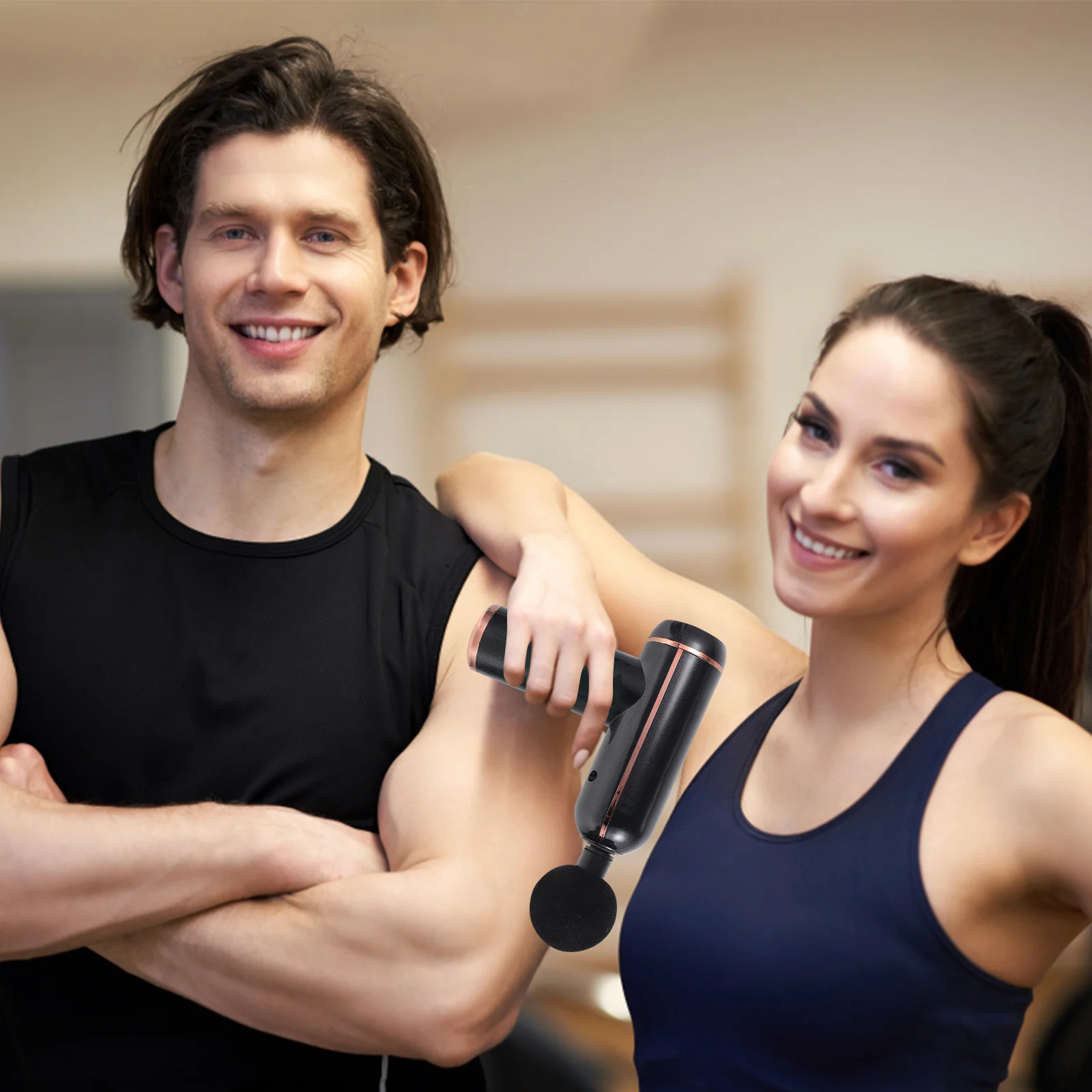 

1Set Portable Fascia Gun 6- Screen Design Smooth Surface Handheld Massager for Muscle Relaxation with 4 Massage