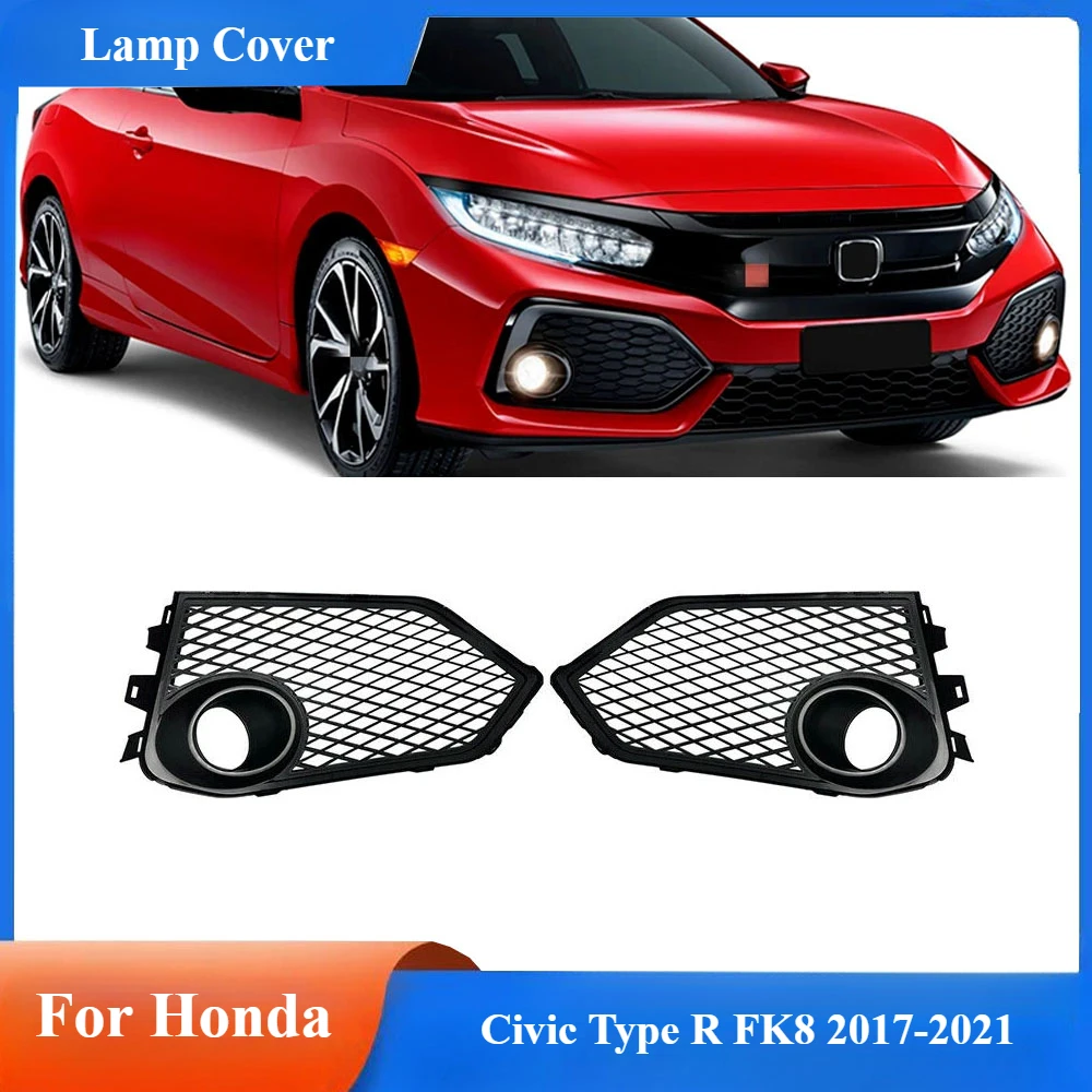 

For Honda Civic Type R FK8 2017 2018 2019 2020 2021 Car Front Bumper Mesh Fog Light Cover Mesh Gloss Black Lamp Cover