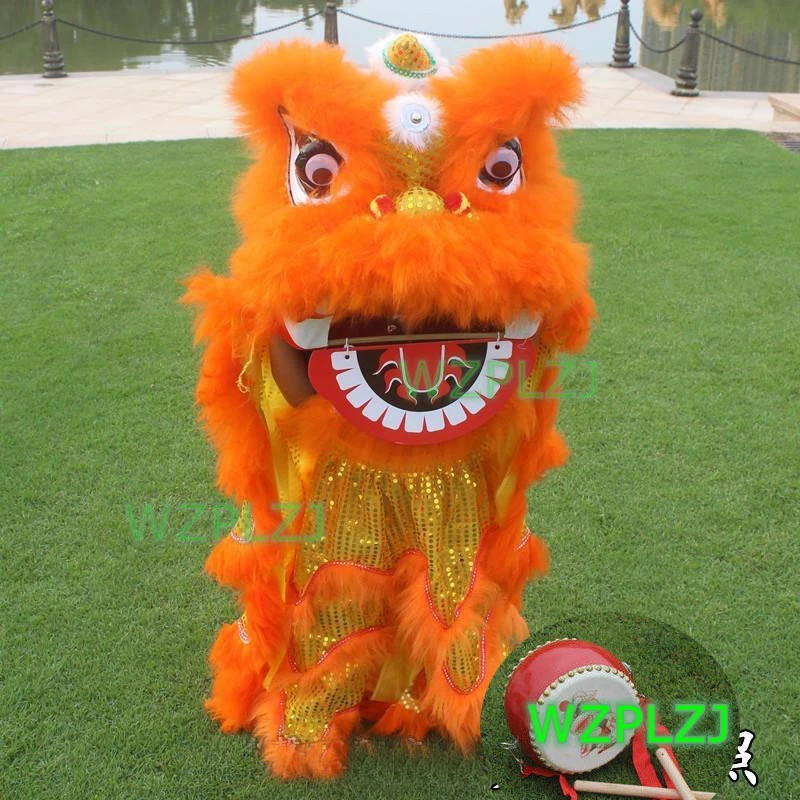 Traje de danza del león real de 12 pulgadas, pantalones de tambor, juguete de 3-5 años, actuación de fiesta infantil, escenario de Carnaval de cumpleaños