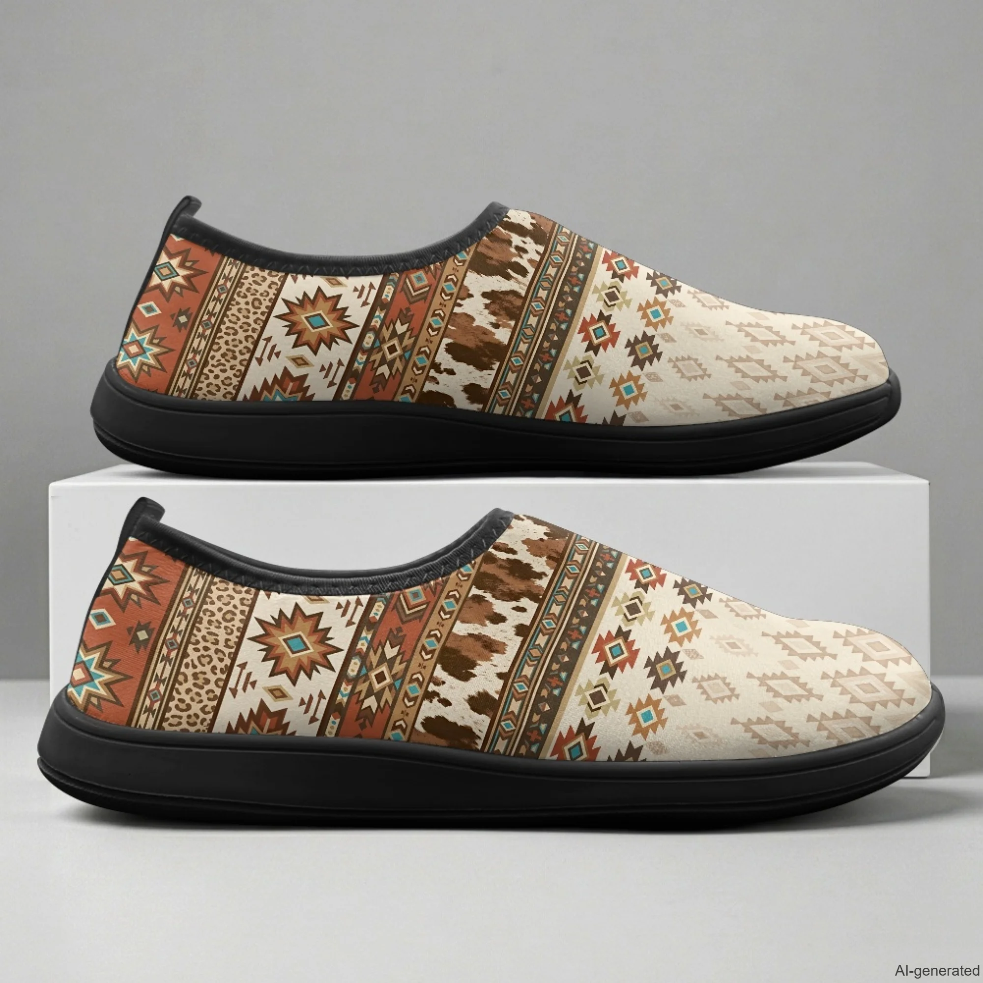 XIXIRIMIDO Aztec Style Breathable Workout Gym Shoes Zero Drop Shoes for Men Comfortable Zero Drop Walking Sneakers