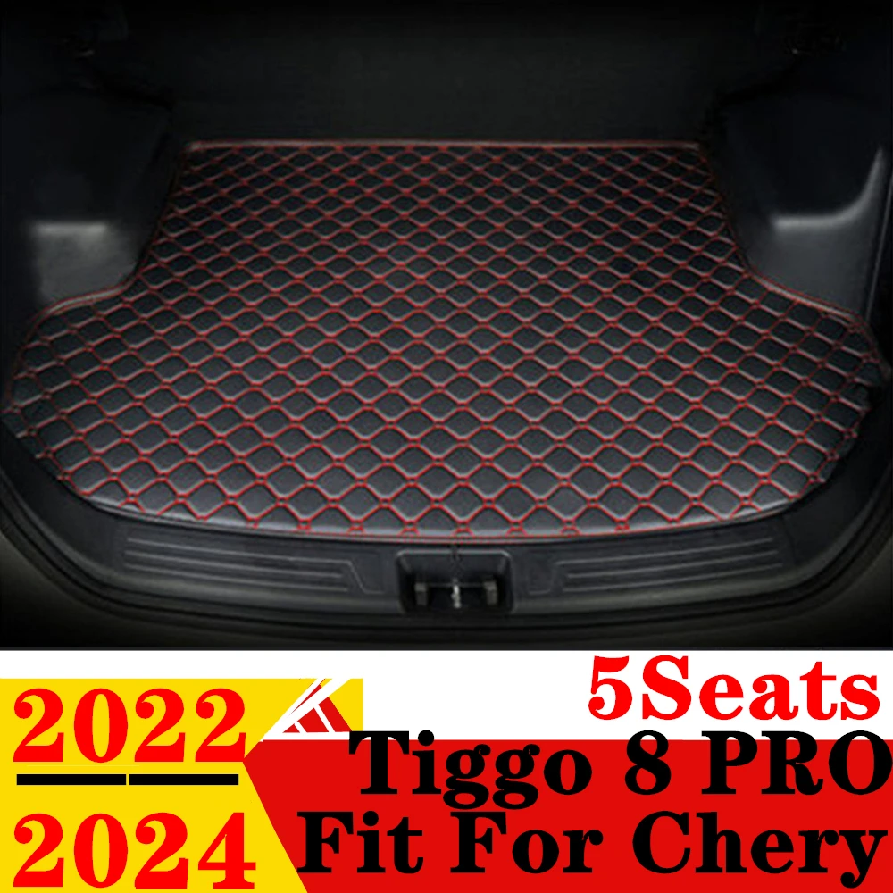 Car Trunk Mat For Chery Tiggo 8 PRO 5Seats 2024 2023 2022 Flat Side Rear Cargo Protect Carpet Liner Cover Tail Boot Tray Pad