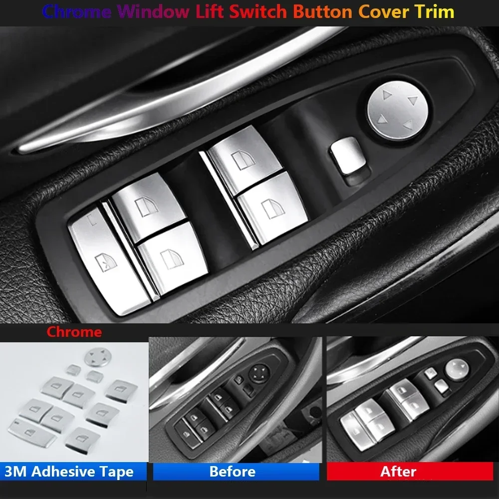 

For BMW 1 3 5 Series X3 X4 X5 X6 F20 F30 F31 F10 F07 F25 F26 F15 F16 F85 F86 Car Window Lift Switch Panel Button Trim Stickers